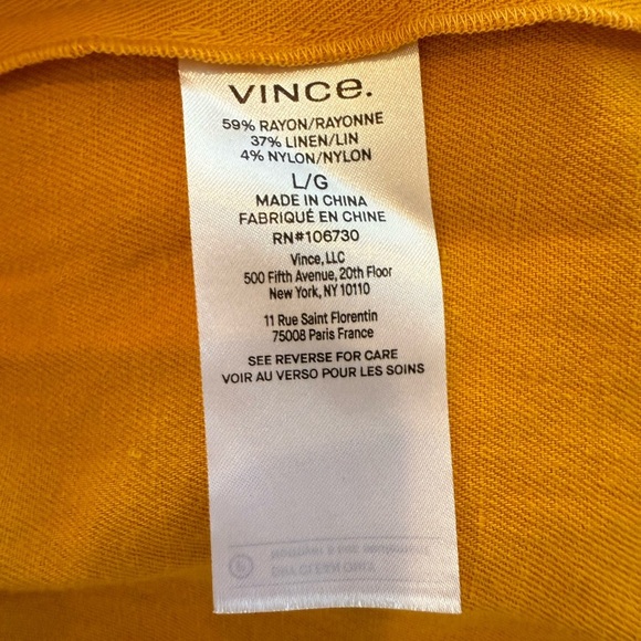 Vince Panelled Scoop Neck Dress in Papaya Yellow Gold, Size Large - Picture 7 of 8